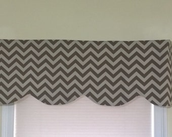 Brown chevron valance, Window valance  Brown, window treatment Brown, Window cornice Brown.