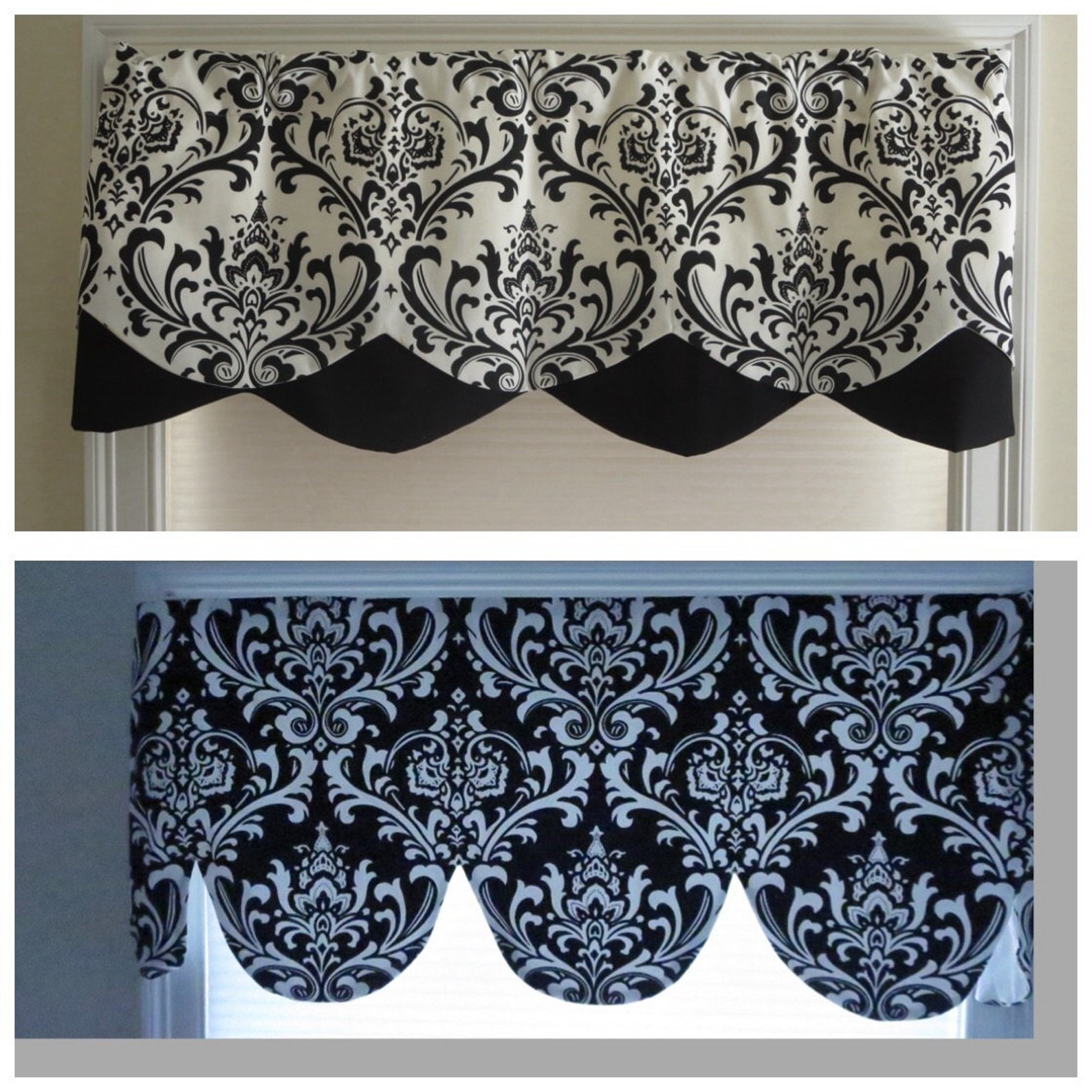 Black and White Window Valance Lined Window Valance Black and Etsy