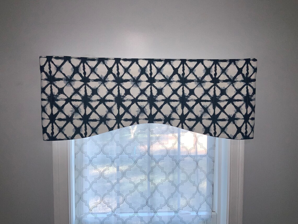 Navy Blue Valance Window Valance Arched Valance Navy Blue Etsy