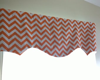 Chevron Orange Valance, Original design from Coolroomdecor, Up to 52" wide X 16 " long, Choose your color. Chevron valance, Zigzag  Valance