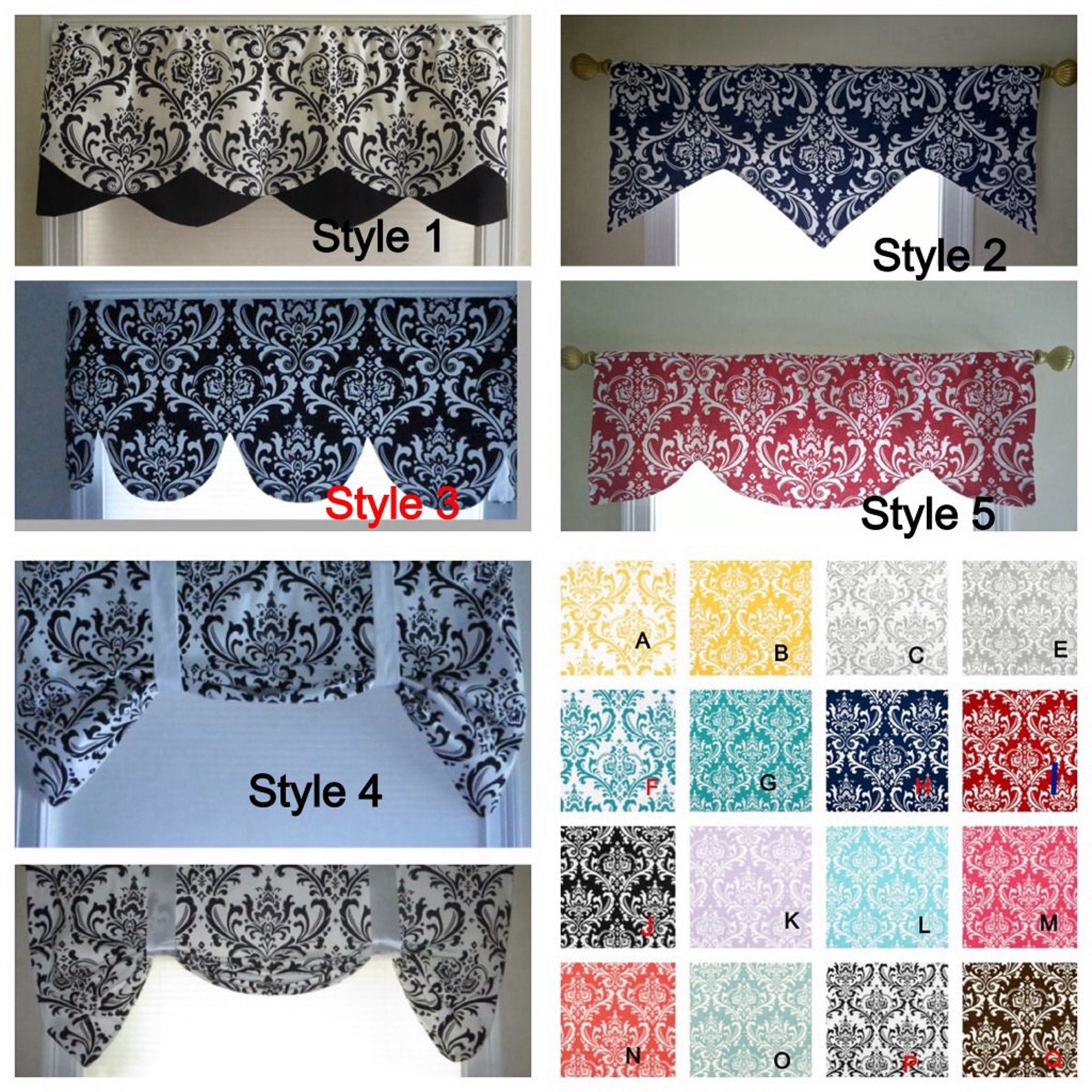 Black and White Window Valance Lined Window Valance Black and Etsy