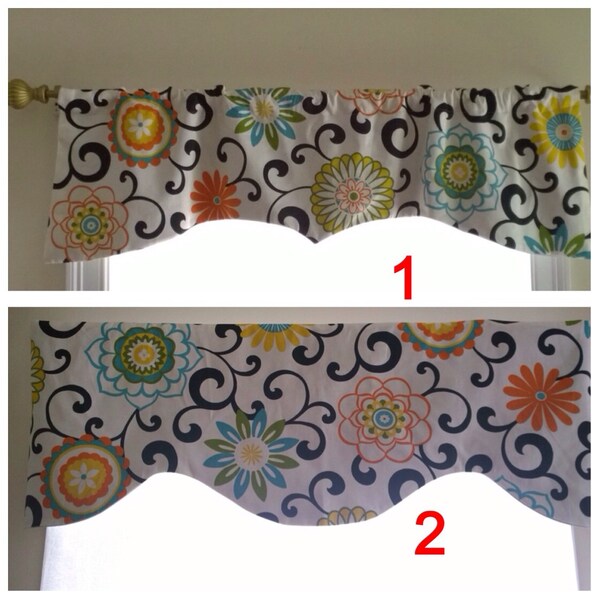 Kitchen Valance, Window Valance, flower valance, Waverly Pom Pom Play Confetti Fabric, window valance curtains, window topper, valances