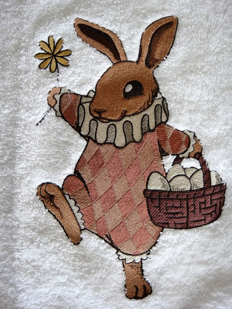 Embroidered Vintage Easter Bunny Hand Towel Made to Order Etsy