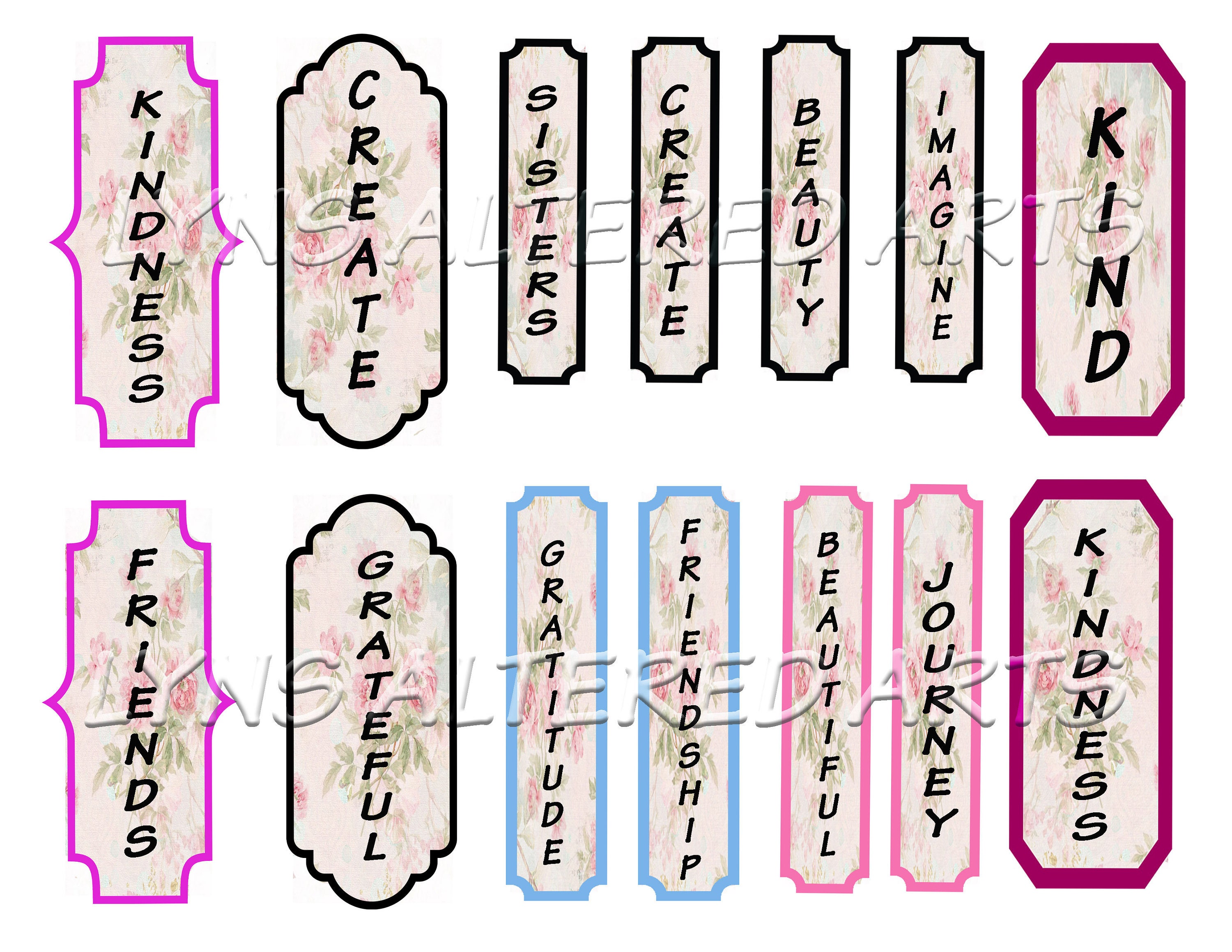 Vertical Word Labels  for Junk Journaling