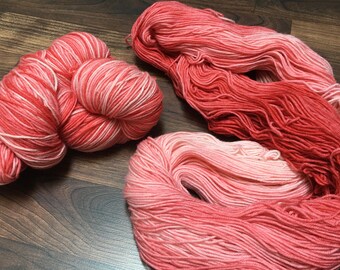 CHERRY FADE - Hilado Teñido a mano / Hilado de Calcetín / Hilo Teñido Independiente / Dedos / Rojo Turquesa Verde