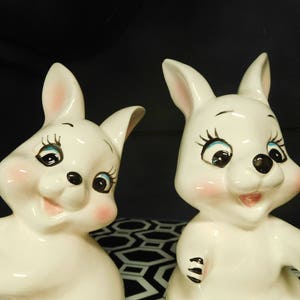 Vintage 60&#39;s Easter Bunny Set Ceramic 2- Rabbit&#39;s Couple Banks 6&quot; tall
