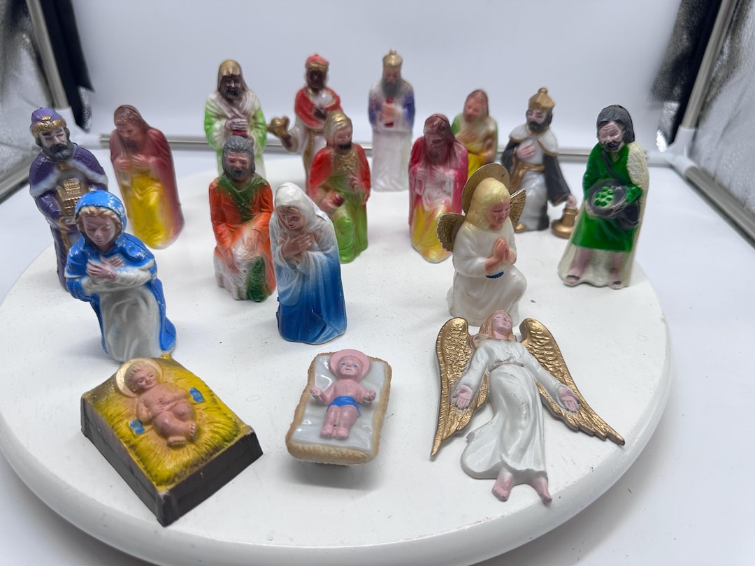 Vintage Plastic Nativity Figures Lot of #17 Mary Joseph Baby Jesus Wise ...