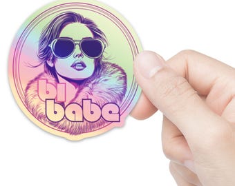 Bi Babe Holographic Sticker: Retro Bisexual Pride LGBTQ+ Vinyl Decal