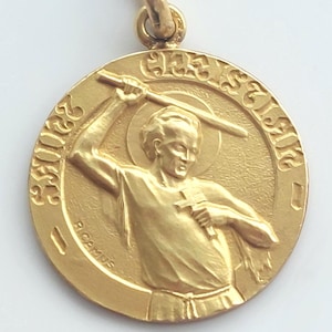 St. Krystyn of Poland Medaille Signiert Camus: Vintage Französisch-Katholische Fünf Heilige Christian Międzyrzecz Märtyrer Anhänger - Selbstverteidigung mit einem Stock