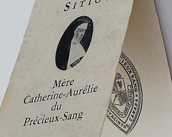 Catherine-Aurélie du Précieux-Sang Tissue Relic Card: Catherine/Aurelia Caouette, Sisters Adorers of the Precious Blood Founder of Quebec