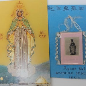 Relíquia de Agnus Dei, Notre Dame du Cap — Quebec, Canadá, lembrança da Igreja Católica — Cartão de Oração Sagrada de Nossa Senhora do Cabo + Trabalho Manual de Freira