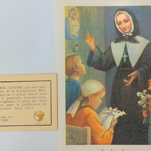 St Marguerite Bourgeoys Tissue Relic + Prayer Card: Canada's First Female Canonized Saint—Montreal Quebec Nun & Patron Saint Against Poverty