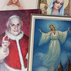 5 strane o "strane" immagini di preghiere cattoliche - Lotto di effimeri divertenti/strani - Maria d'epoca - Gesù Cristo - Papa Giovanni "Drag" Kitsch religioso/sacro Arte sacra