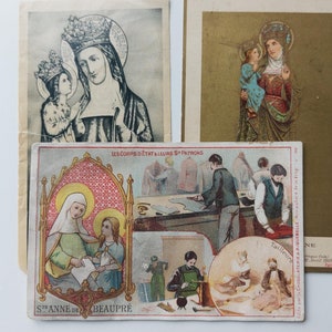 Cartões de relíquias e litografias AS-IS, Basílica de St Anne de Beaupre, Quebec — Anúncio comercial de chocolate vintage/antigo de Ann, Mãe de Maria/Padroeira dos Alfaiates