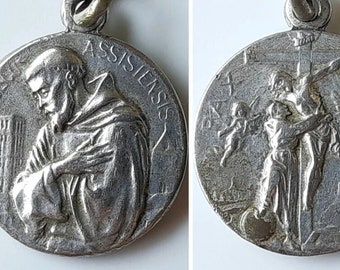 3/4" St Francis Assisi Medal: Franciscans Friars + Poor Clares Founder, Patron Saint of Ecology/Environment Animals/Pets