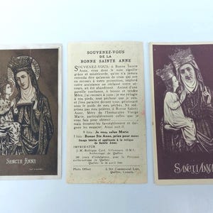 1 Cartão de Relíquia de Santa Ana de Beaupré em Papel Vintage — Ana, Mãe de Maria/Padroeira das Avós, Cartão de Oração Sagrada da Basílica de Quebec, Canadá
