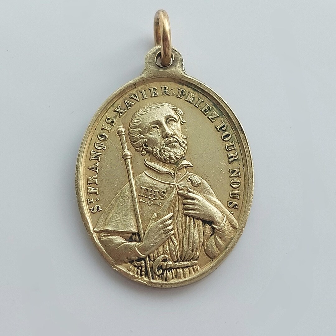 Antique St Francis Xavier Medal—vintage French Catholic Jesuit Patron ...