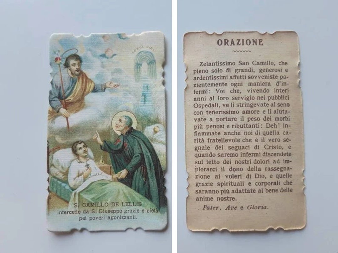 Small St. Camillus De Lellis Antique Vintage Prayer Cardcamille/camillo