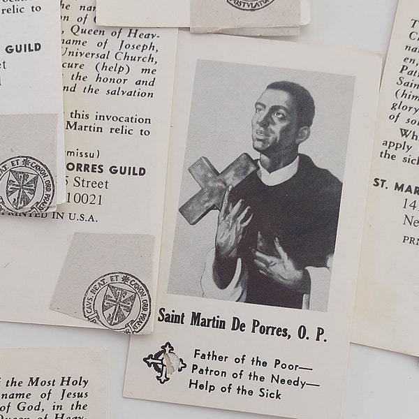 1 Tarjeta Sagrada de la Reliquia de San Martín de Porres: Santo Patrón Peruano Dominico de la Justicia Social, Trabajo Manual, Barberos, Personas Birraciales/Raza Mixta