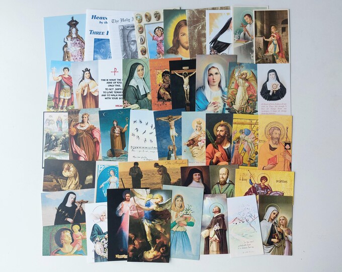 40+ New & Vintage Holy Cards—french/english Prayer + Blank Back Paper ...