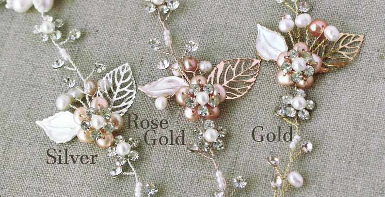 Rose gold Bridal hair vine Wedding hair accessories Bridal hair piece BLUSH Wedding hair piece Wedding hair piece Freshwater pearls crystals