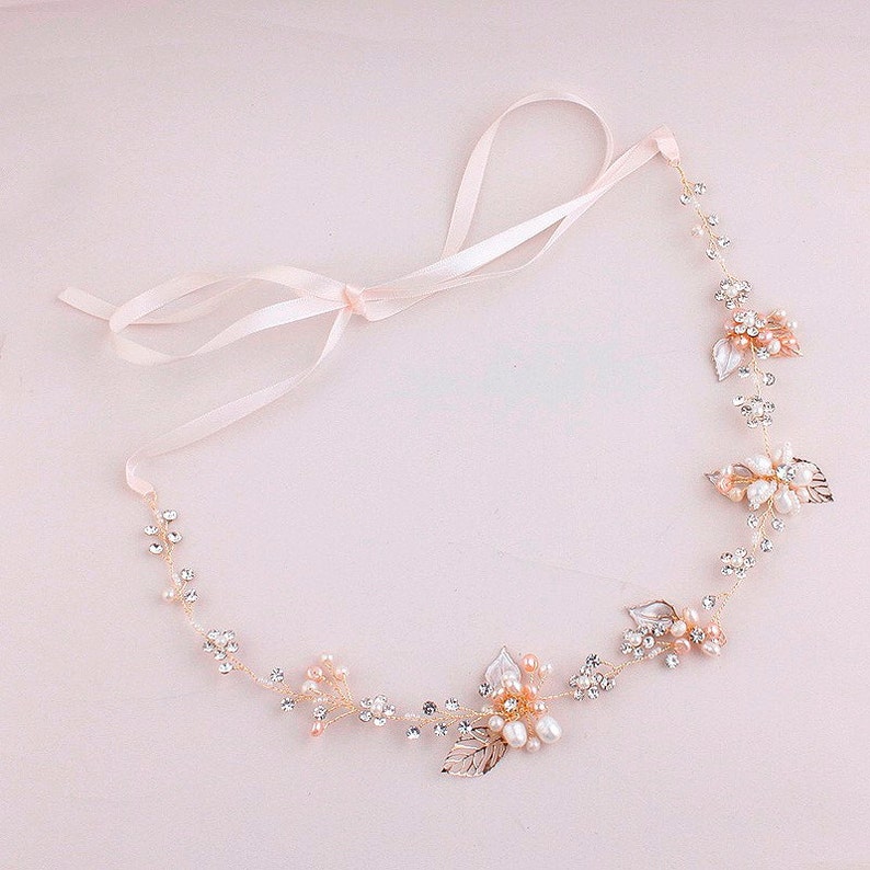 Rose gold Bridal hair vine Wedding hair accessories Bridal hair piece BLUSH Wedding hair piece Wedding hair piece Freshwater pearls crystals
