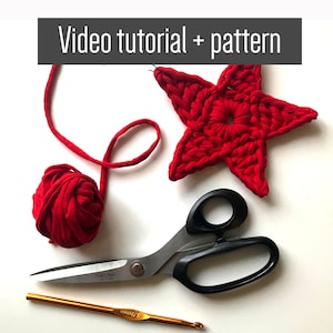 Christmas Decoration Star Crochet Chunky Yarn Video Tutorial and Pattern/ Crochet Pattern and Video Guide for DIY Christmas Ornaments, Easy