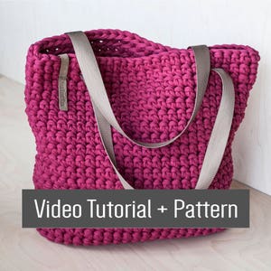 Zipper Tote Crochet Chunky Yarn Video Tutorial and Pattern/ Crochet Pattern/ DIY Crochet Bag/ Bag Pattern/ Hook Crochet Tutorial/Video Guide