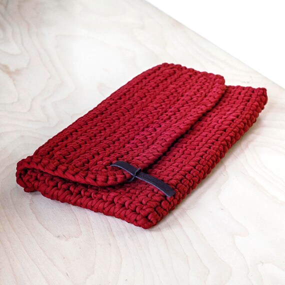 Red Recycled Chunky Yarn Clutch Purse/ Clutch bag/ Everyday Etsy