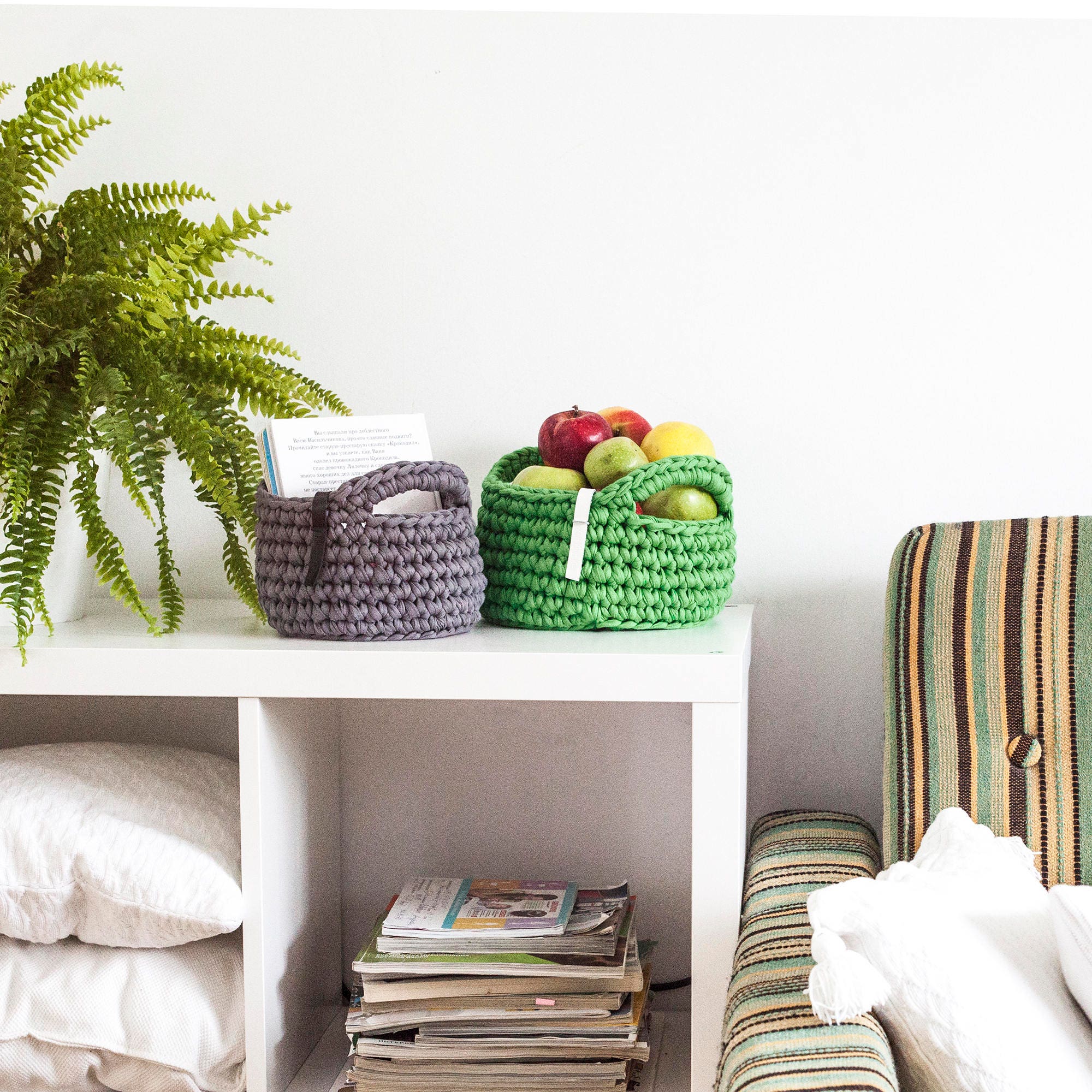 Cestas pequeñas de la organización de ganchillo de hilo grueso | Etsy