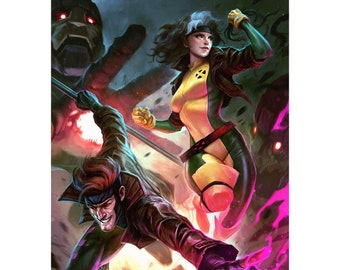 Rogue and Gambit Officially licensed Artist Proof Print