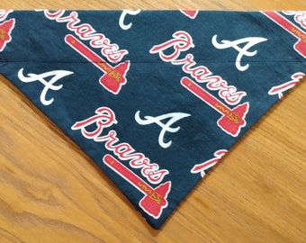 MLB Atlanta Braves Dog Bandana Scarf-Over the Collar/Double Sided-Size Small, Medium, Large, X-Large