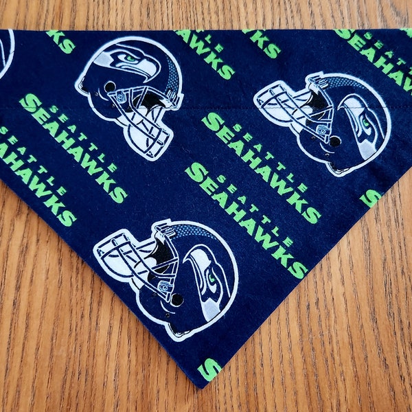 NFL Seattle Seahawks Dog Bandana Scarf-Over the Collar/Double Sided-Size Small, Medium, Large, X-Large