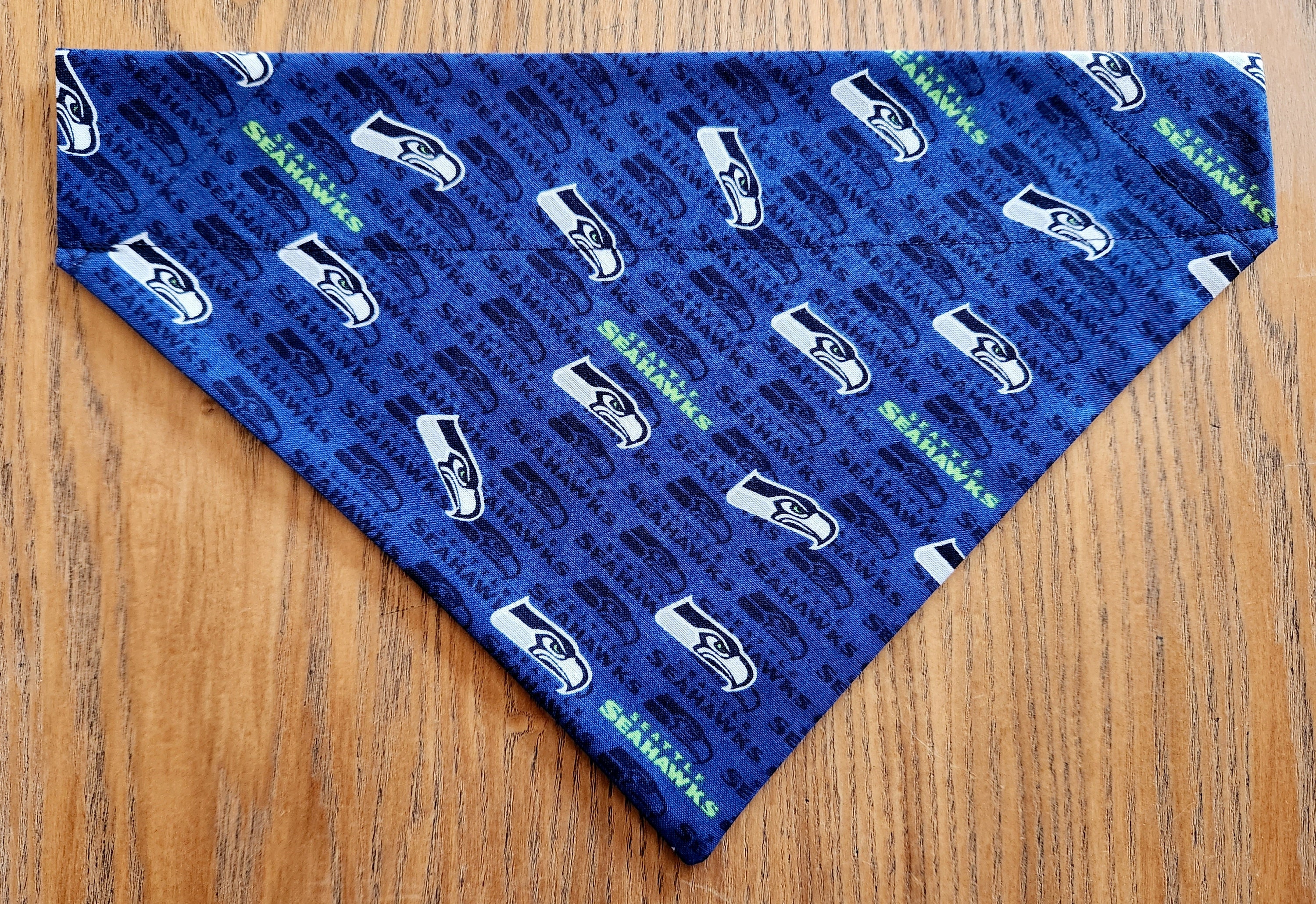 NFL Seattle Seahawks Dog Bandana Scarf-Over the Collar/Double Sided-Size Small, Medium, Large, X-Large