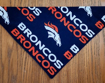 NFL Denver Broncos Dog Bandana Scarf-Over the Collar/Double Sided-Size Medium, Large, X-Large
