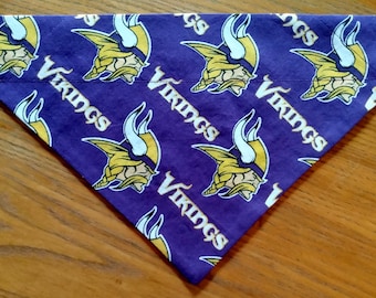 NFL Minnesota Vikings Dog Bandana Scarf-Over the Collar/Double Sided-Size Small, Medium, Large, X-Large