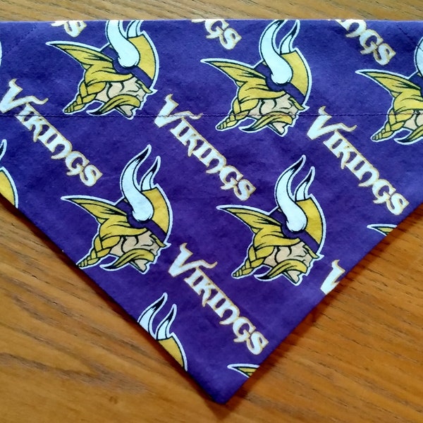 NFL Minnesota Vikings Dog Bandana Scarf-Over the Collar/Double Sided-Size Small, Medium, Large, X-Large