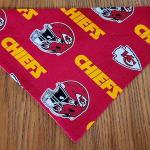 NFL Kansas City Chiefs Dog Bandana Scarf-Over the Collar/Double Sided-Size Small, Medium, Large, X-Large