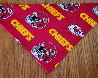 NFL Kansas City Chiefs Dog Bandana Scarf-Over the Collar/Double Sided-Size Small, Medium, Large, X-Large