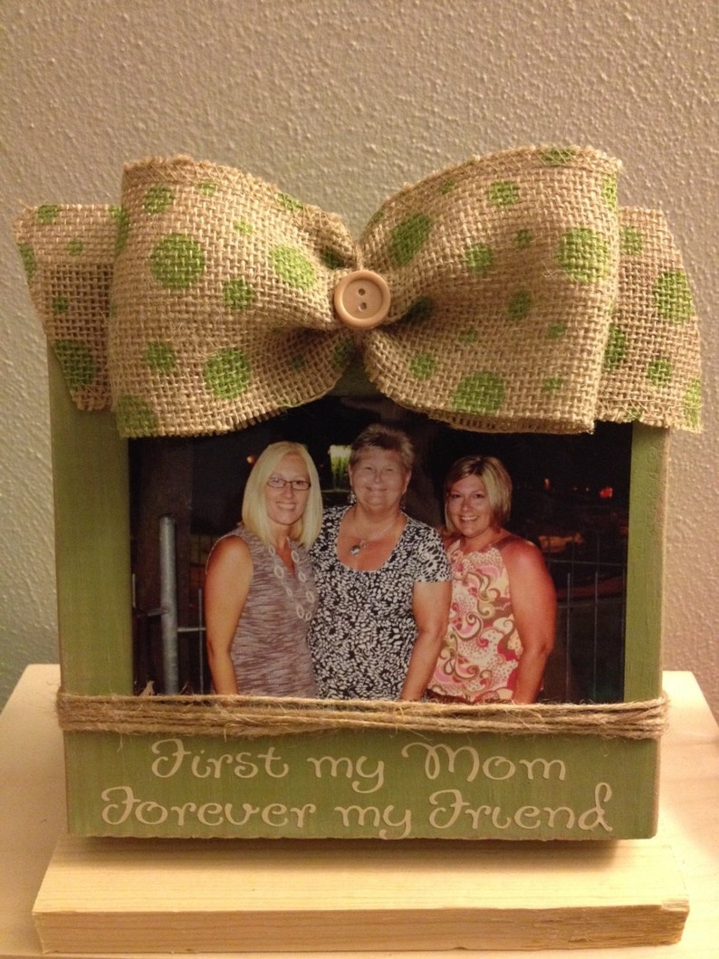 Distressed Painted Wood Block Frame With Twine Holder & Burlap Etsy