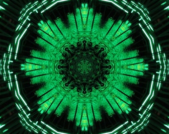 Green light digital kaleidoscope art