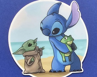 Grogu meets Stitch Sticker