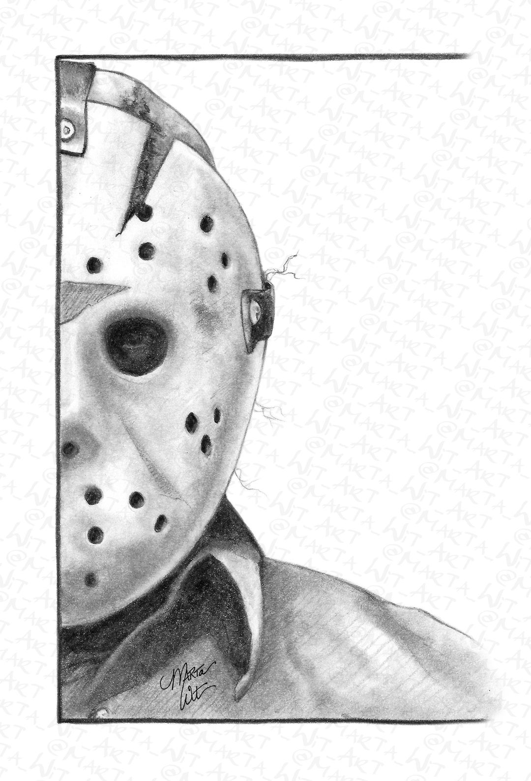 Jason Fan Drawing HR17 - Fan Art Print - Jason (4x6) - Etsy