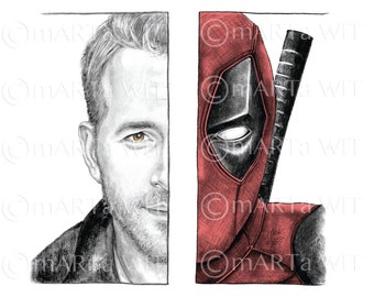 MARVEL00P - Pôster Deadpool ruim, Deadpool bom (12x18)