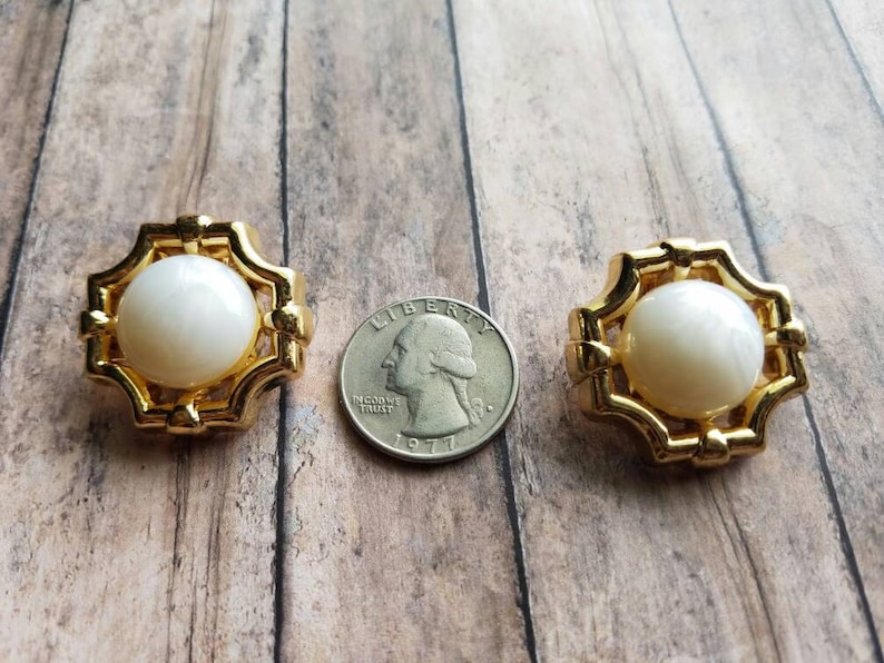 Pearl Clip On Earrings Button Earrings Gifts for Her Non Pierced Earrings Small Earrings Stud Clip On/'s Handmade Gold and Pearls
