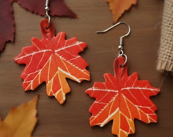 Maple Leaf Earrings, Thanksgiving Earrings, Fall Statement Earrings, Cute Autumn Jewelry, Fall Season Earrings, Festive Autumn Earrings