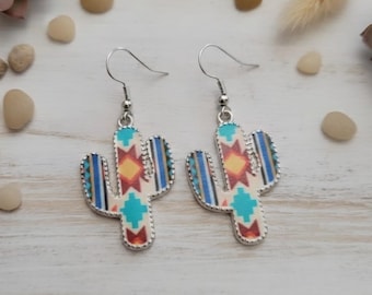 Southwestern Cactus Earrings, Gifts for Her, Fashion Statement Earrings, Western Jewelry, Colorful Earrings, Cacti Gifts, Succulent Jewelry