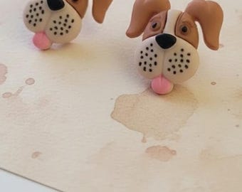 Beagle Dog Earrings, Cute Puppy Earrings, Gifts for Her, Stud Statement Earrings, Handmade Button Earrings, Dog Lover Gifts, Cute Puppy