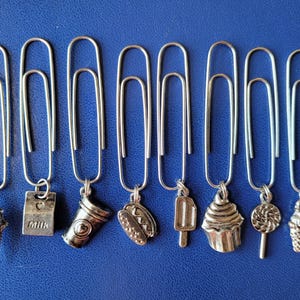 Sweet Treats Paperclips for Planners, Notebook Charms, Paperclips, Page Holders, Silver Bookmarks, Set of Eight Paperclips, Kawaii Charms