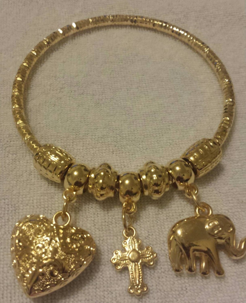 Gold Bangle Bracelet Charm Bracelet Dangle Charm Bracelets Etsy